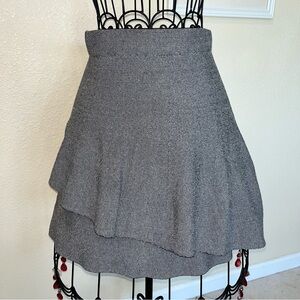 Gray Skater Mini Dress with Tiered Layers
